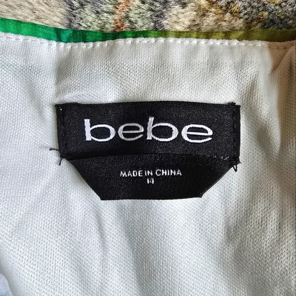 NWT Bebe Blue And Green Floral Chiffon Halter Dress Women's 14 - Picture 6 of 8